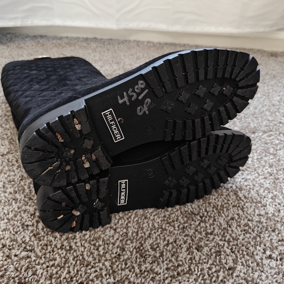 Tommy Hilfiger Babette Black Suede Quilted Rain Boot 9M - Picture 6 of 8